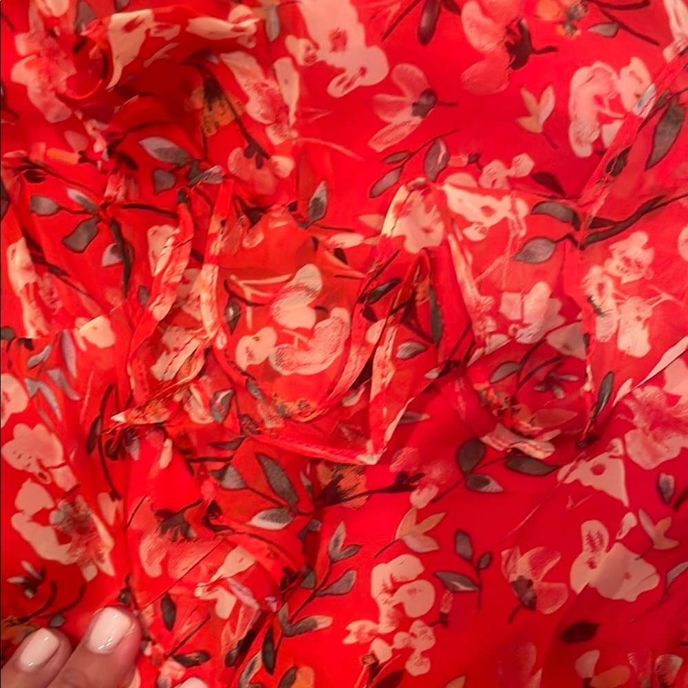 ASTR the label red Floral Ruffled Dress - Picture 3 of 5
